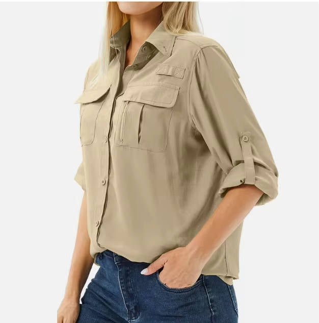 Women's UPF 50 Long-Sleeve Roll-Up Hiking Shirt