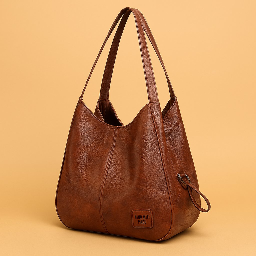 Women's Vintage Soft Leather Slouchy Hobo Shoulder Bag - Brown