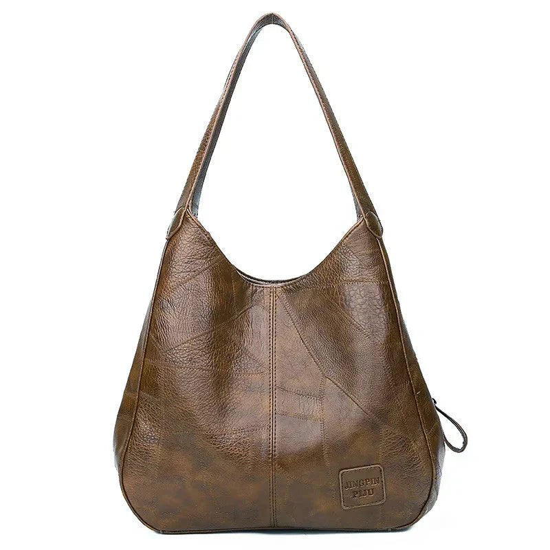 Women's Vintage Soft Leather Slouchy Hobo Shoulder Bag - Coffee