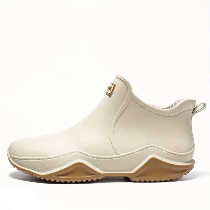 Women's Waterproof Slip-On Ankle Rain Boots - Beige
