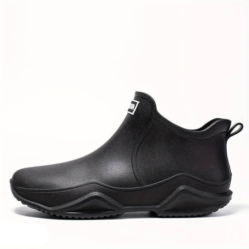Women's Waterproof Slip-On Ankle Rain Boots - Black