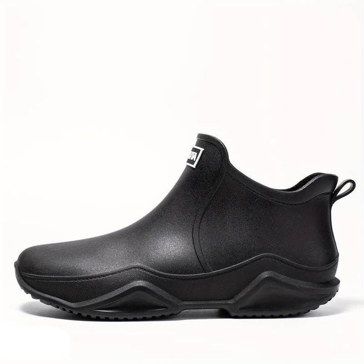 Women's Waterproof Slip-On Ankle Rain Boots - Black