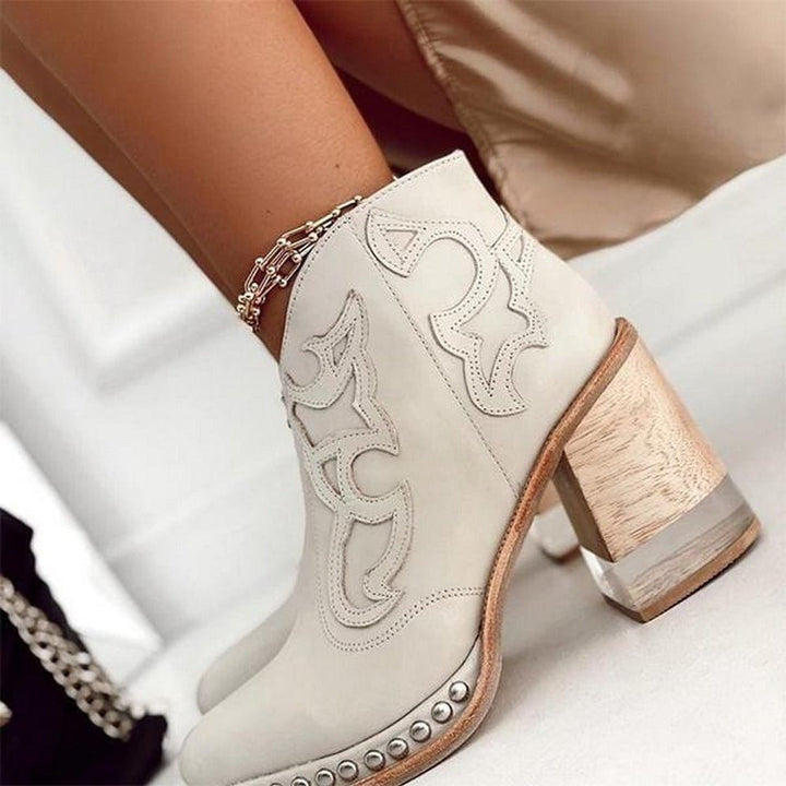 Women's Western Embroidered Block-Heel Ankle Boots
